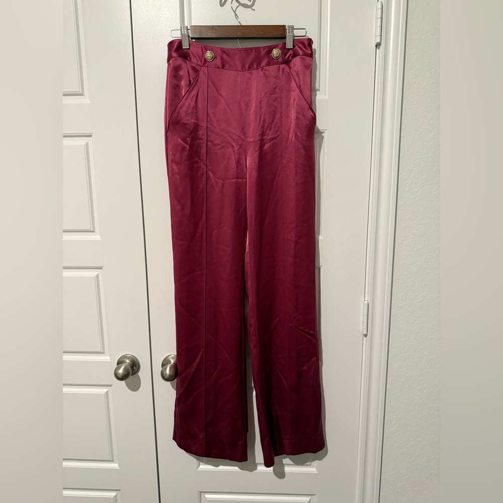 cinq a sept Satin Wide-Leg Pants in Pink